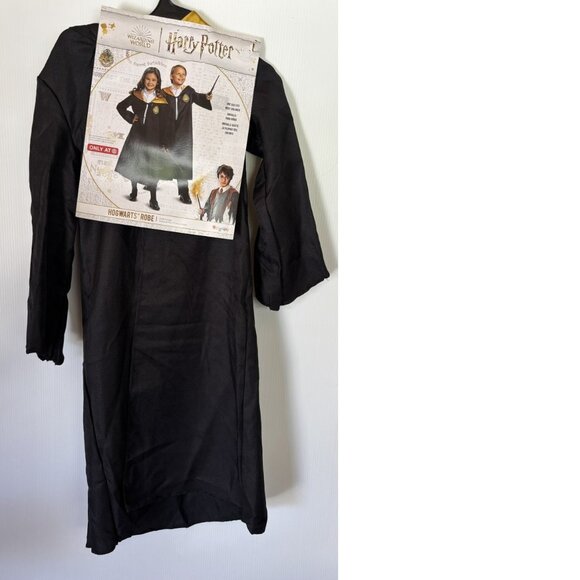 Harry Potter Hogwarts Robe & Light Up Wand Halloween Costume 7/8 Black Hooded - Picture 5 of 7